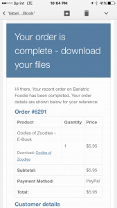 This is the email you'll receive from me after you order. Notice the link next to the word "Download."